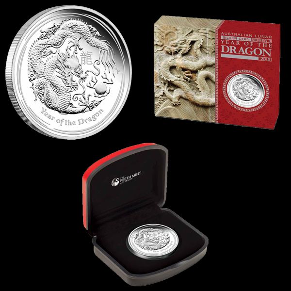 Australia 2012 1$ Year of the Dragon Proof Silver Coin  