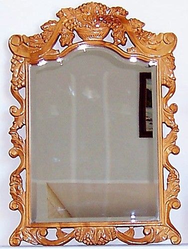 NEW Large Cherry Rectangle Ornate Carved Wooden Frame Beveled Mirror