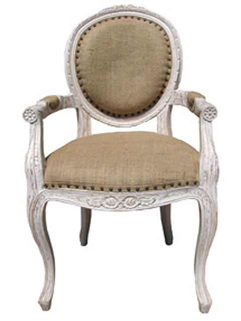 Shabby Cottage Chic French Style Carved Armchair Dining  
