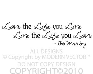 Bob Marley Vinyl Wall Quote Decal Lettering Love Life  
