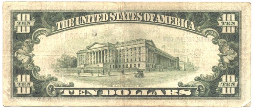 US CURRENCY 1929 $10 DOLLAR FEDERAL RESERVE NOTE NEW YORK FRN VF FR 