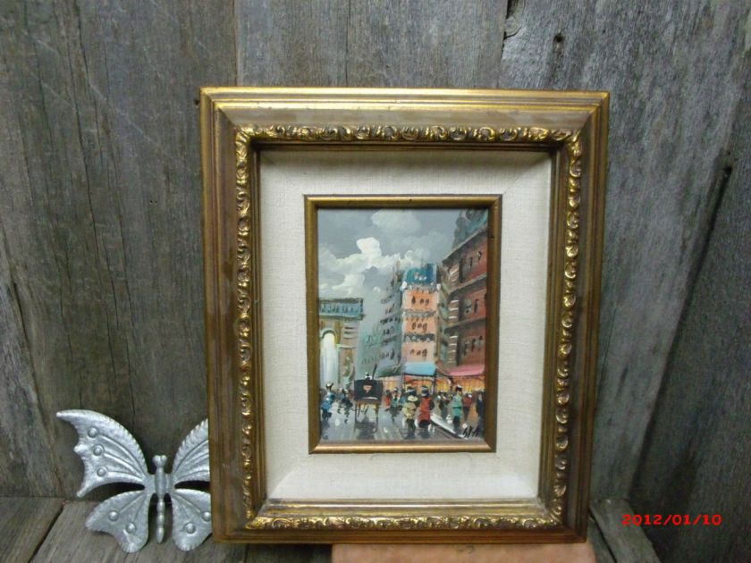 Paris Street Scene Signed Painting Framed  