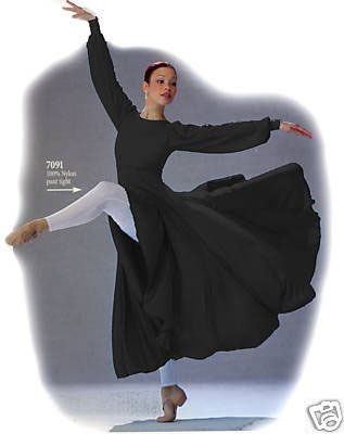 BLACK Liturgical Praise Church Dance Dress 230 C M 8 10  
