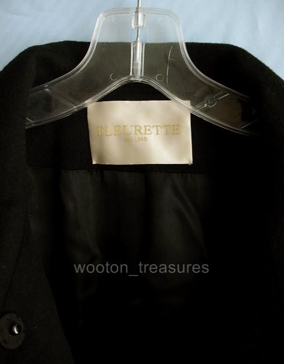 Fleurette Long Wool Cashmere Coat Black Sz 8 $1295  