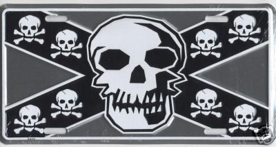 Jolly Roger Pirate Skull CrossBones Metal License Plate  