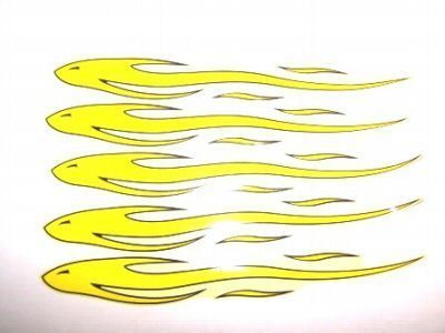 SET OF 5 YELLOW FLAME BICYCLE FRAME DECALS BIKE PART 56  