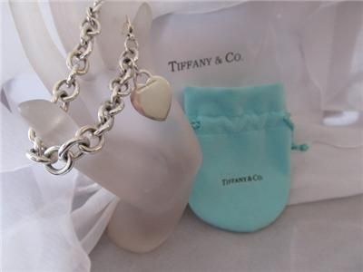 Tiffany & Co. Sterling Silver Heart Tag Charm Bracelet  