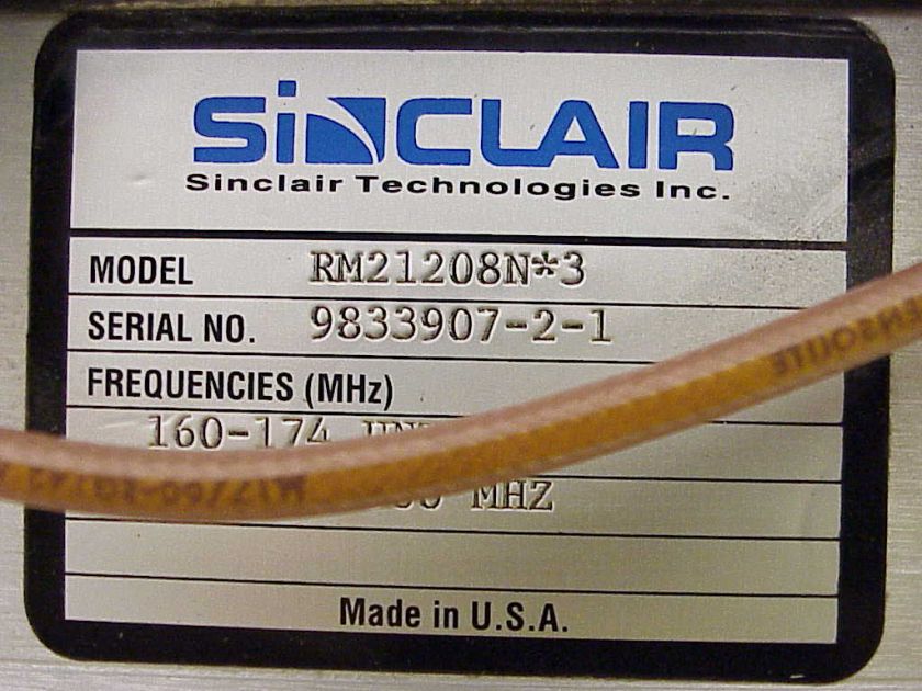 Sinclair RM21208N Antenna VHF Trunking Rx Multicoupler Untuned 160 
