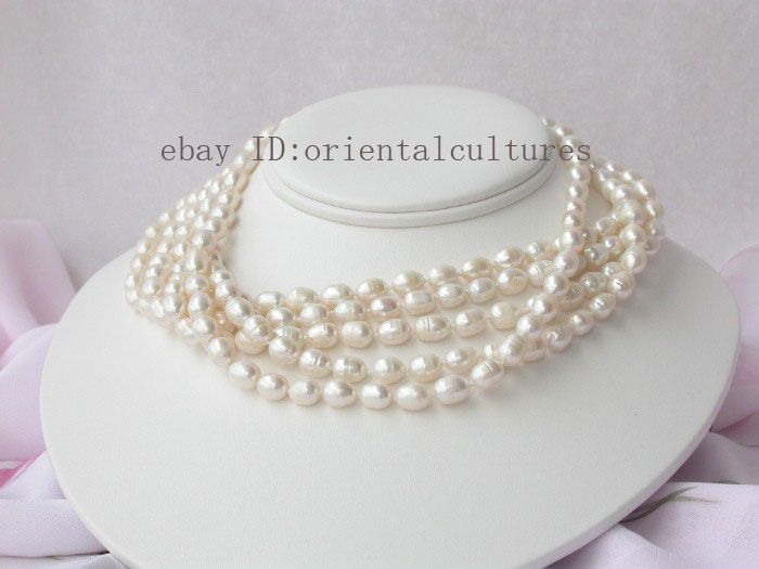 Wholesale 5pieces Freshwater White pearl Necklace  