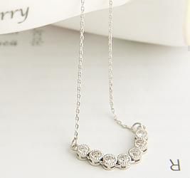 Cute Ladys Love Full CZs Silver Chain Fashion Necklace  