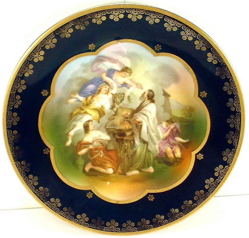 HAND PAINTED PLATE GREEK MYTHOLOGY OFFERING OF IPHIGENIE  
