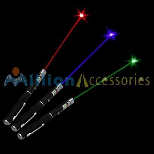 3pcs 5mW Laser Pointer Pen Combo Green + Blue/Violet + Red Powerful 