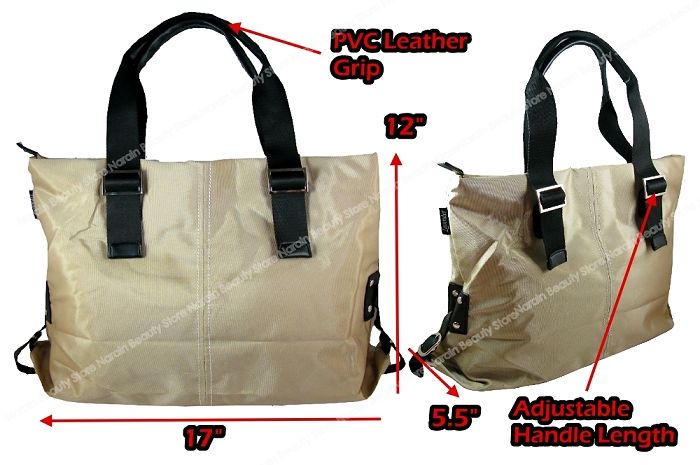 Dark Khaki Soft Nylon Double Strap Tote Shoulder Bag  