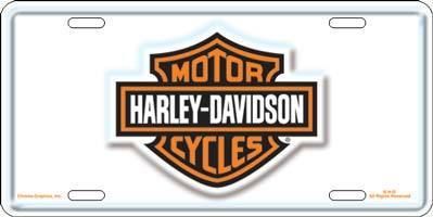 HARLEY DAVIDSON MOTORCYCLE LOGO WHITE EMBLEM CAR METAL LICENSE PLATE 