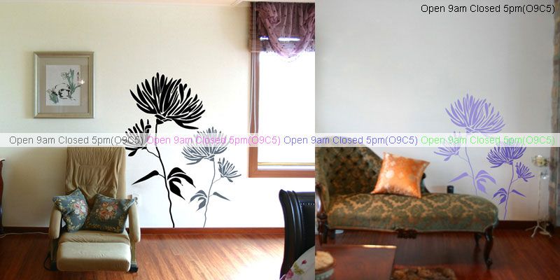 Flowers, Chrysanthemum Wall Decals Mural Art Vinyl Home Decor Stickers