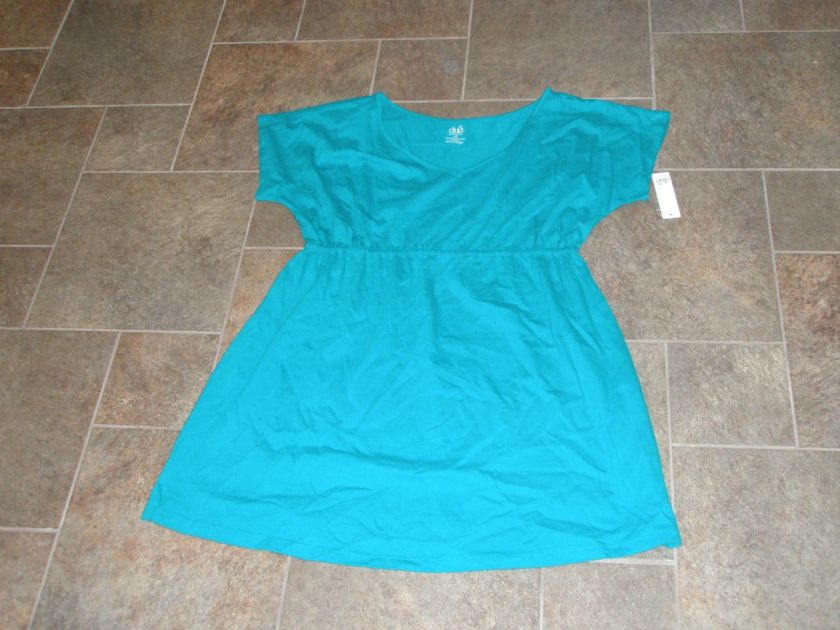 NWT Duo Maternity Teal Green Turquoise Top Shirt L  
